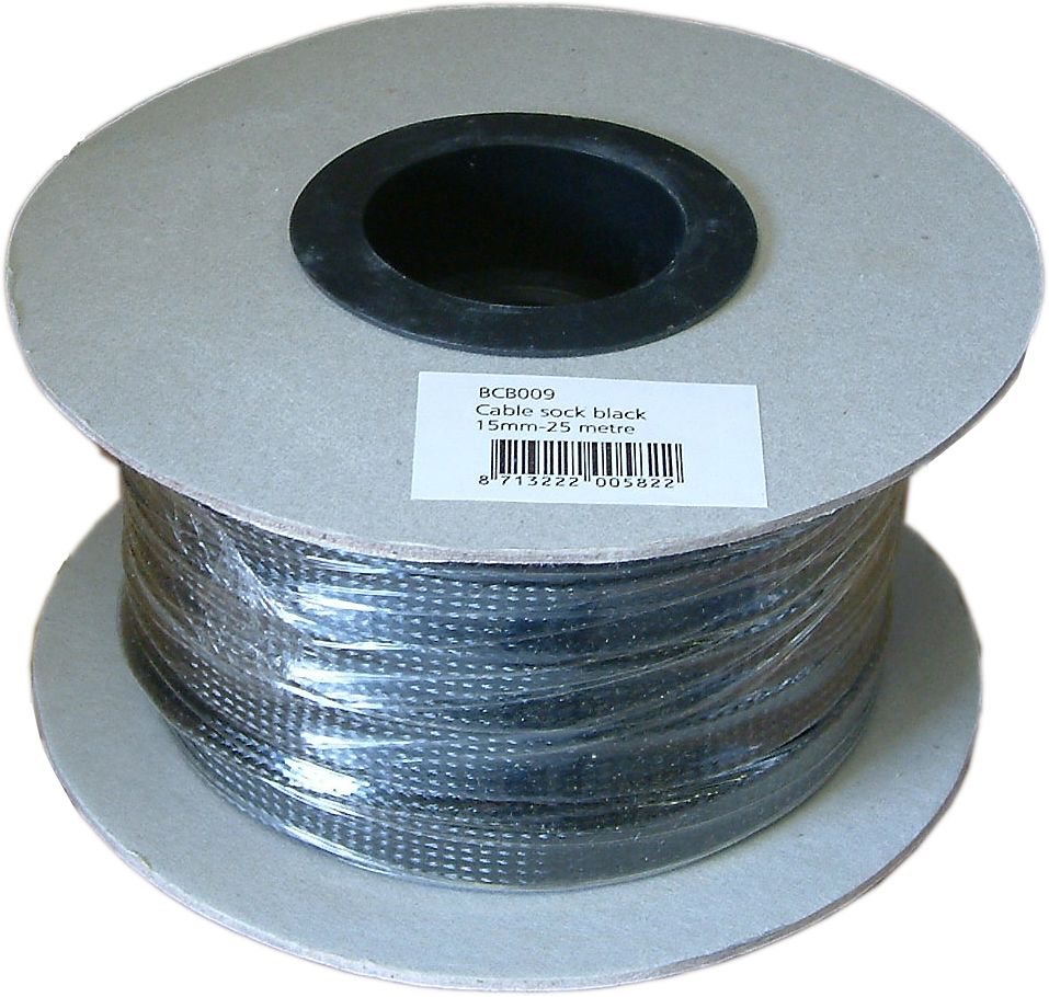 Kabelsok 15mm-25 mtr. [zwart]