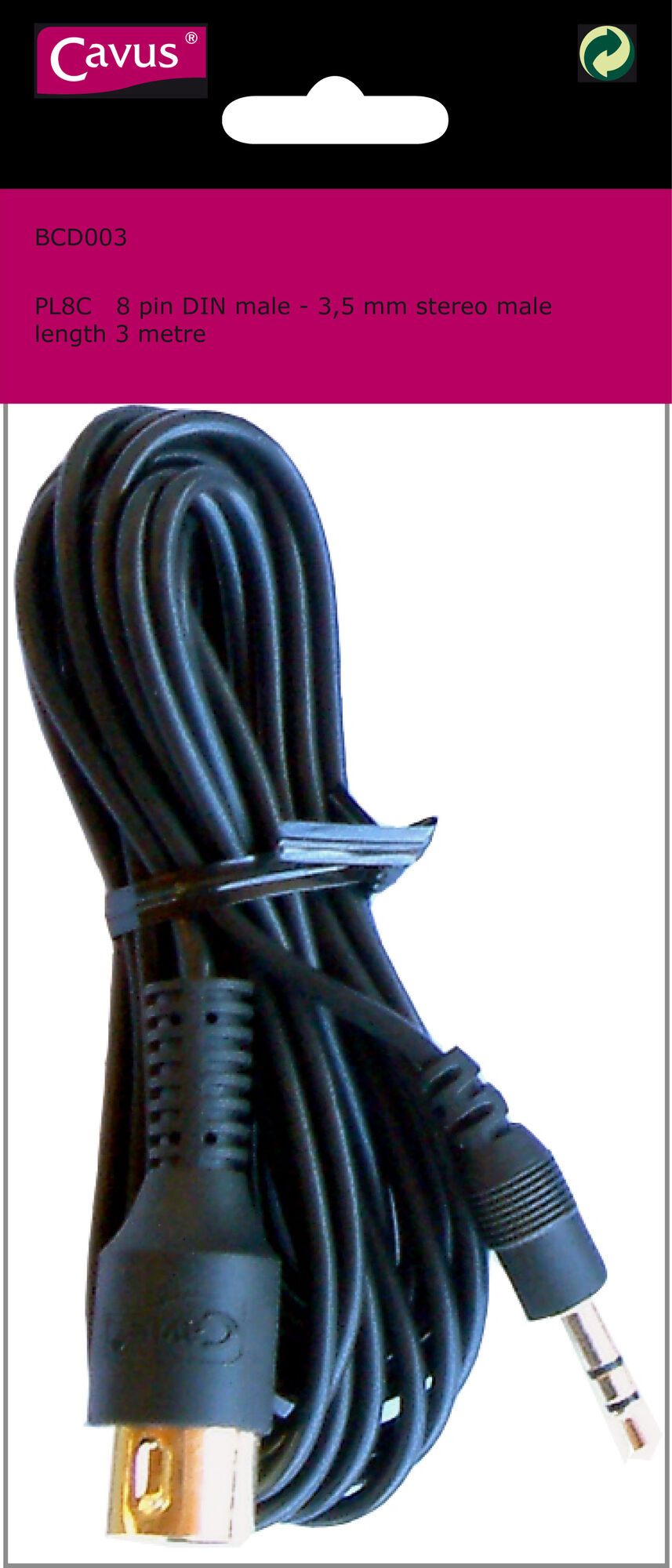 Aansluitkabel PL4  3,5mm stereo - 5 polig Din [male] 3 mtr. voor MP3