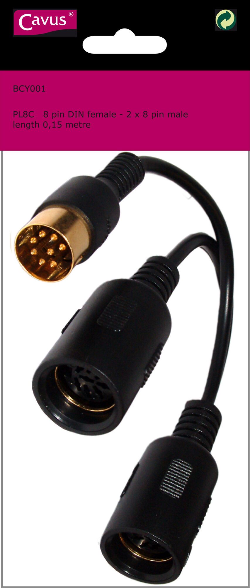 Verloopkabel PL8  8 polig Din [male] - 2x8 polig Din [female]