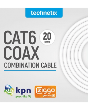 Cat 6 en coax in één compacte kabel 20 mtr.