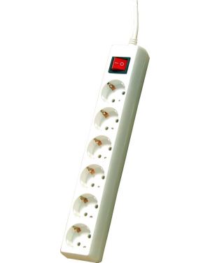 Tafelcontactdoos 6-voudig randaarde met schakelaar 3 mtr. [wit]