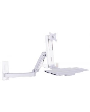 Workstation voor monitor en toetsenbord single arm extra lang