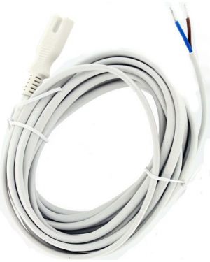 AC kabel met open eind  5 mtr. [wit]