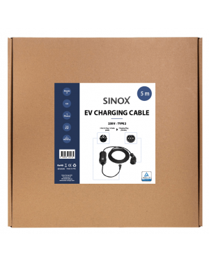 EV oplaadkabel Mode 2. 6A. 1 fase. 5m. zwart