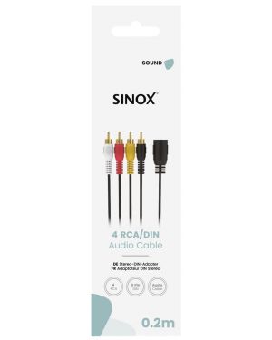 SOUND GO - Verloopkabel 4xRCA - 5 polig DIN [female] 0,2 mtr.