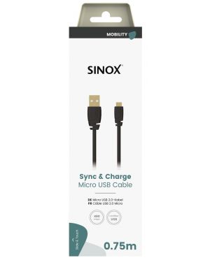 MOBILITY SELECT - USB-A > Micro USB aansluitkabel. 0.75 mtr. [zwart]