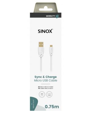 MOBILITY SELECT - USB-A > Micro USB aansluitkabel. 0.75 mtr. [wit]