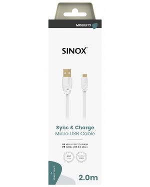 MOBILITY SELECT - USB-A > Micro USB aansluitkabel. 2 mtr. [wit]