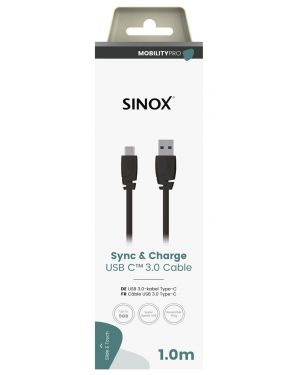 MOBILITY PRO - Aansluitkabel USB C (v3.0) - USB A 1 mtr. [zwart]