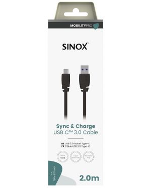 MOBILITY PRO - Aansluitkabel USB C (v3.0) - USB A  2 mtr. [zwart]