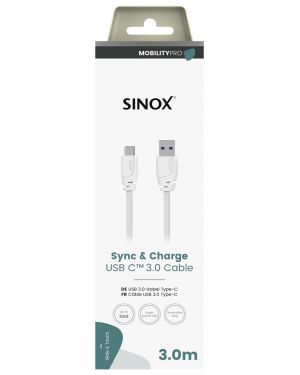 MOBILITY PRO - Aansluitkabel USB C (v3.0) - USB A 3 mtr. [wit]
