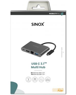 MOBILITY PRO - USB C Multi Hub: USB C  USB 3.1C+USB 3.0A+HDMI+RJ45,0.15m
