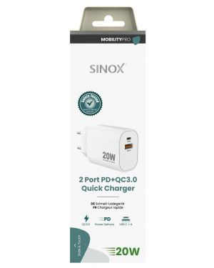 MOBILITY POWER - Lichtnetadapter USB-A+USB-C 20W