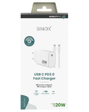 MOBILITY POWER - Lichtnetadapter USB-C PD 20W w/C-C, White