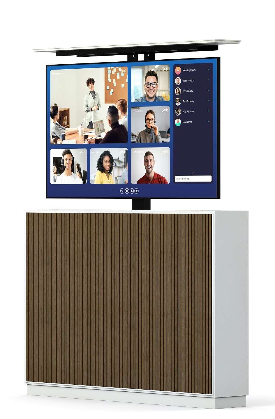 AV Kast met TV-Lift 55'' Slimline [wit/walnoot]
