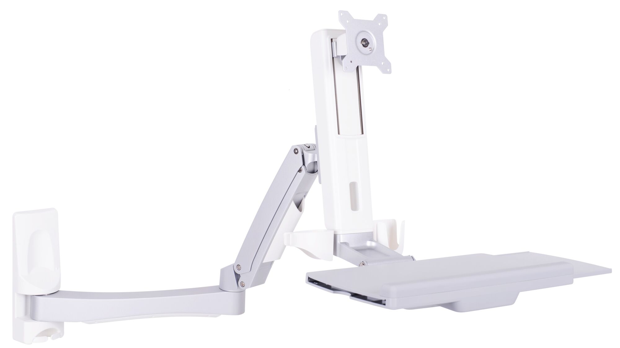 Workstation voor monitor en toetsenbord single arm extra lang