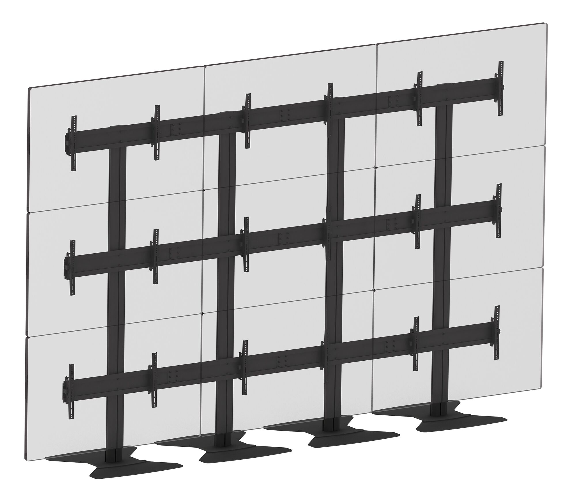 Public Video Wall Stand 9-schermen 65-75'' [zwart]