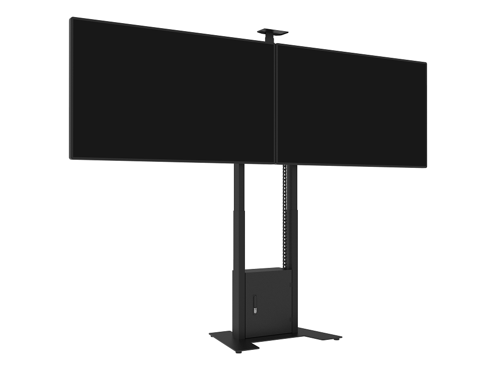 Motorized Floorbase dualscreen Incl cabinet & camerashelf 120kg [zwart]