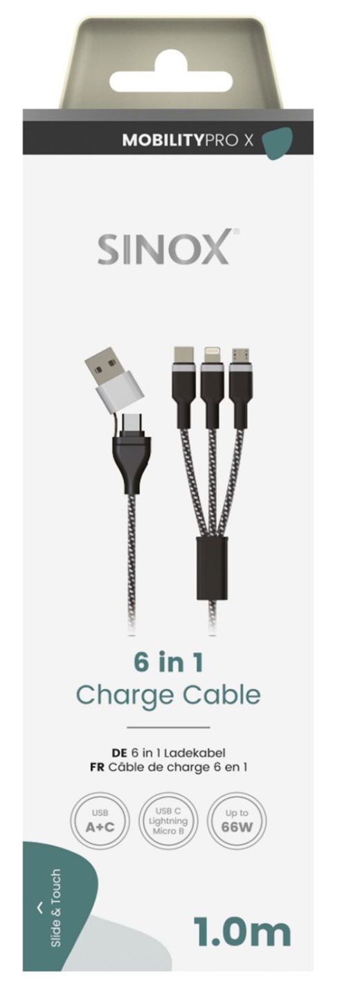 MOBILITY PRO X - Aansluitkabel USB-A + USB-C naar Lightning + USB-C + Micro USB