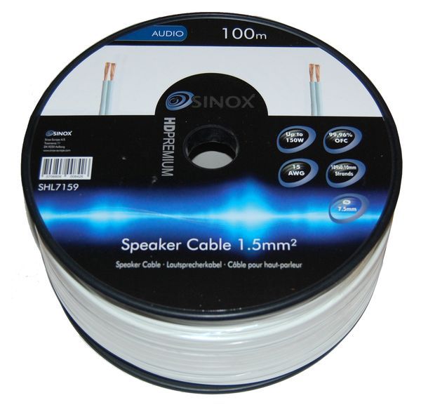 Luidsprekerkabel 2x1,5 [wit] per 100 mtr.