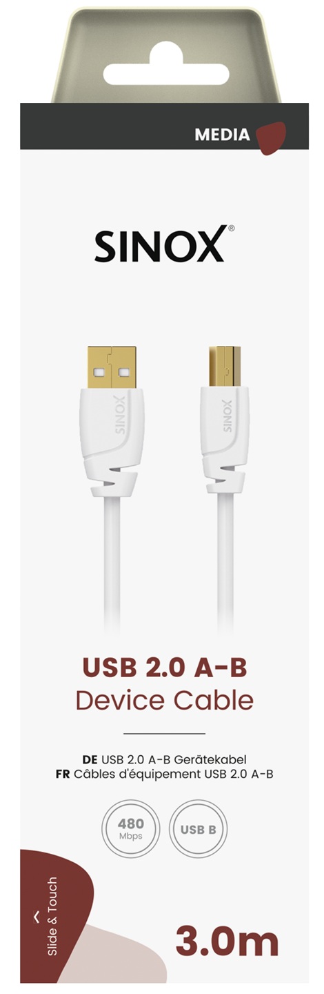 MEDIA SELECT - Aansluitkabel USB-A -USB-B 3 mtr.