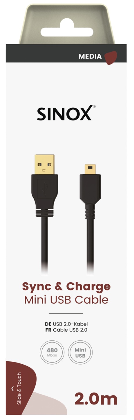 MEDIA SELECT - Aansluitkabel USB-A -mini USB 1,8 mtr.