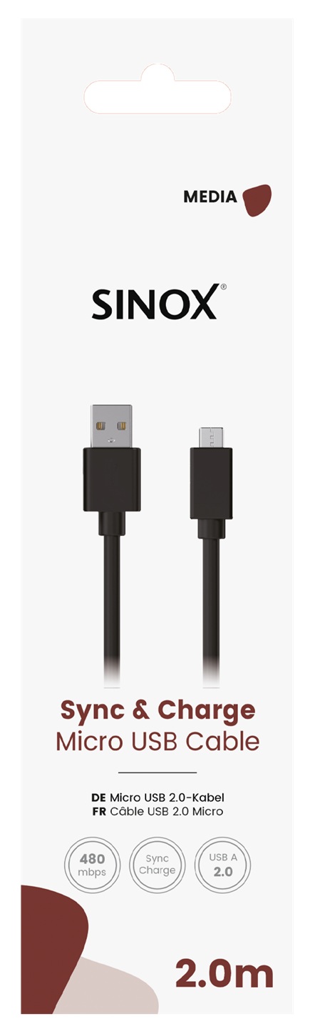 MEDIA GO - Aansluitkabel USB-A -micro USB 1,8 mtr.