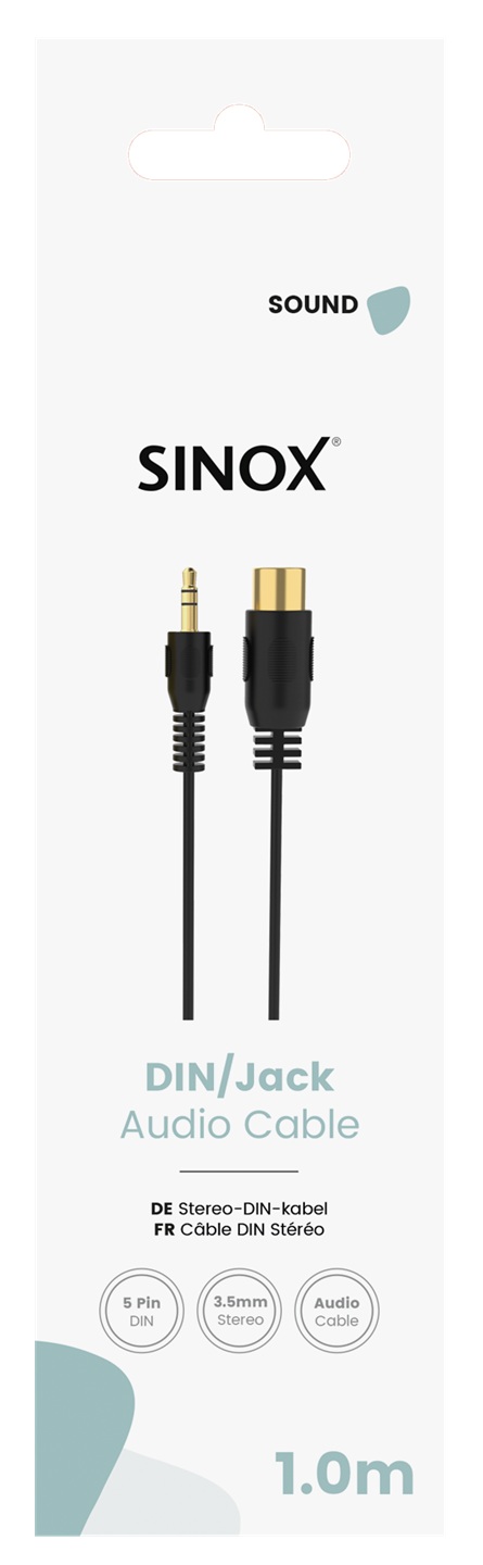 SOUND GO - Verloopkabel 3,5mm - 5 polig DIN 1 mtr.