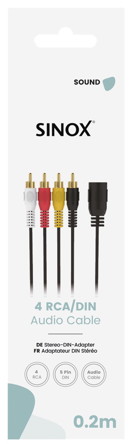 SOUND GO - Verloopkabel 4xRCA - 5 polig DIN [female] 0,2 mtr.