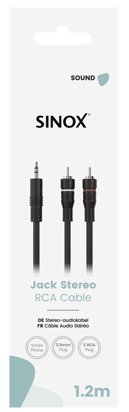 SOUND GO - Aansluitkabel 3,5mm stereo-2xRCA 1,2 mtr.