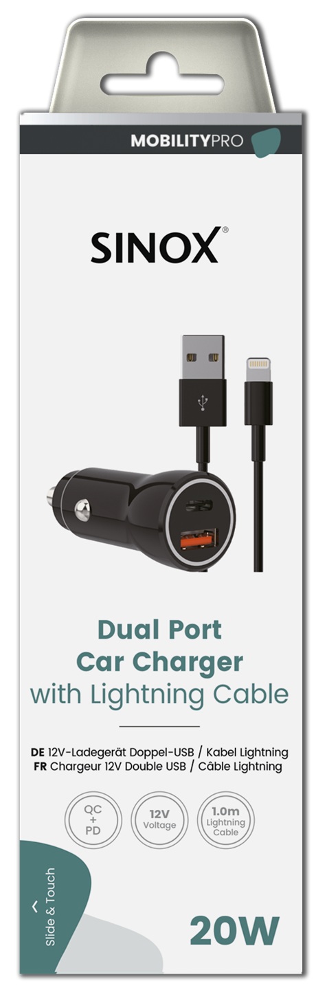 MOBILITY SELECT - Autolader 12V 2,4A met Apple Lightning aansluitkabel