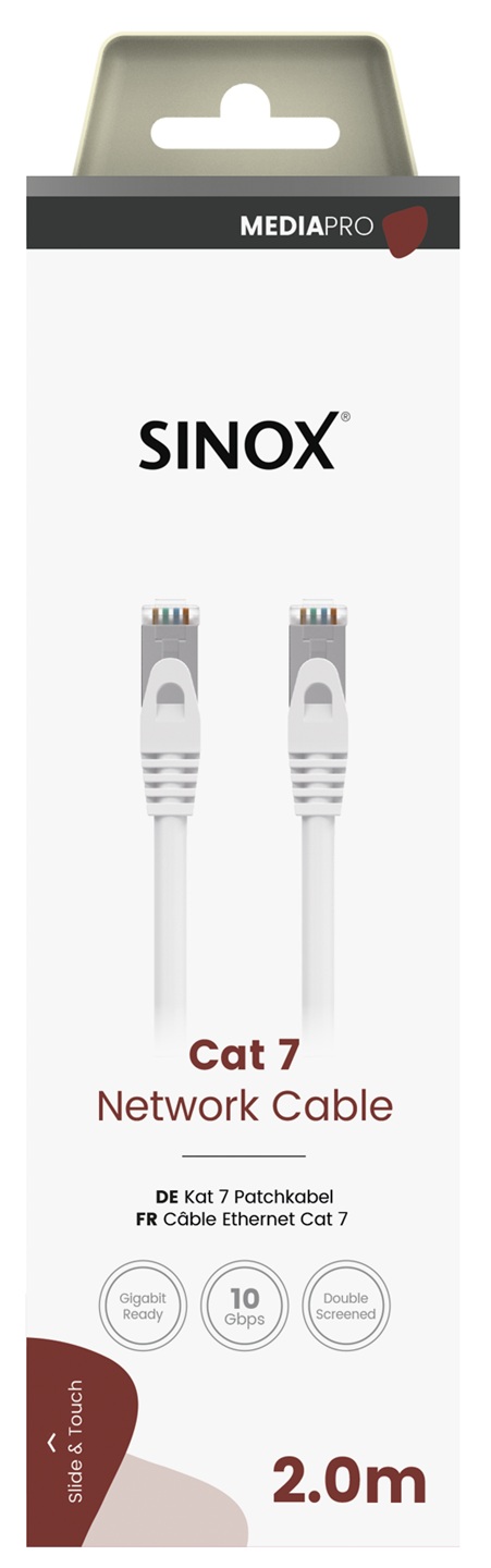 MEDIA PRO - S-FTP aansluitkabel CAT7 - 2 mtr. wit