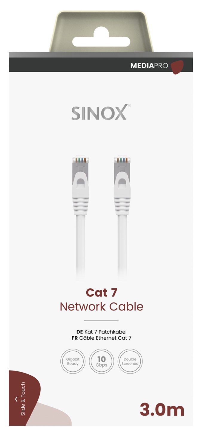 MEDIA PRO - S-FTP aansluitkabel CAT7 - 3 mtr. wit