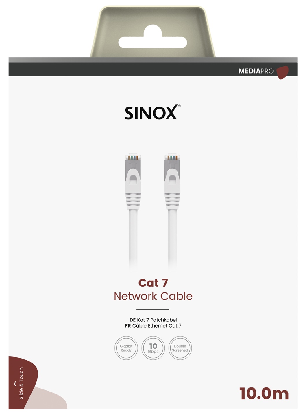 MEDIA PRO - S-FTP aansluitkabel CAT7 - 10 mtr. wit