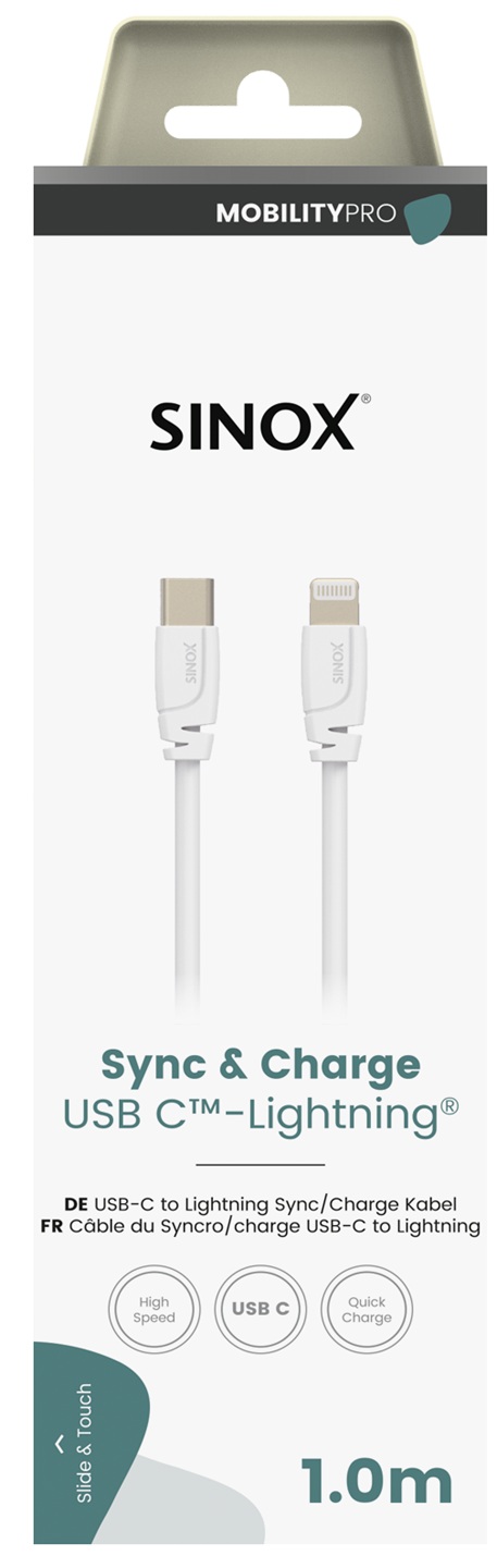 MOBILITY PRO - Aansluitkabel USB 2.0 Type C - Lightning 1 mtr. [wit]