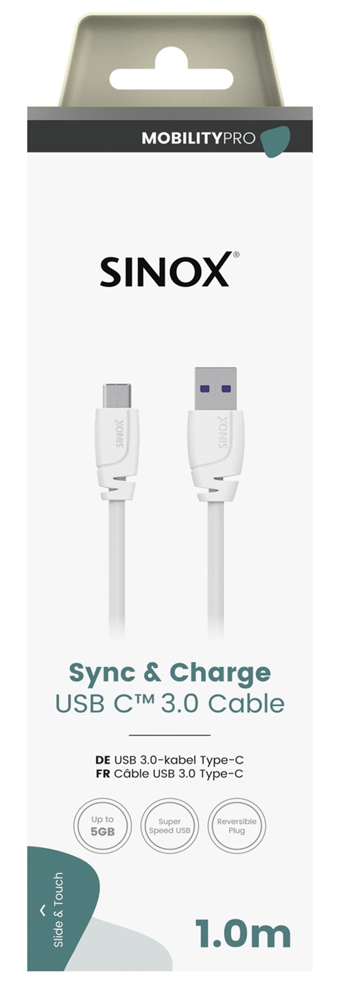 MOBILITY PRO - Aansluitkabel USB C (v3.0) - USB A 1 mtr. [wit]