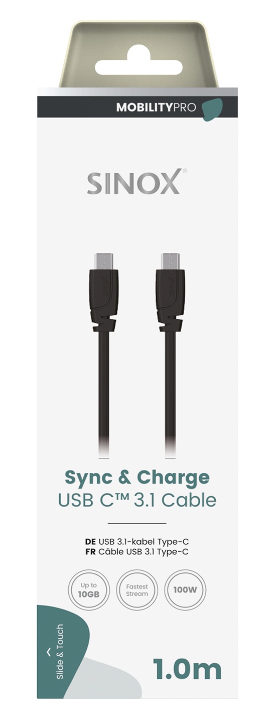 MOBILITY PRO - Aansluitkabel USB-C - USB-C (v3.1) 1 mtr. (zwart)