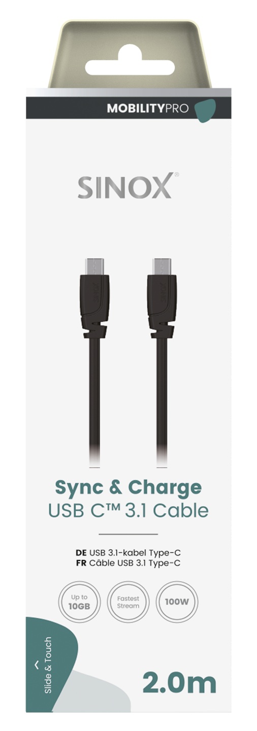 MOBILITY PRO - Aansluitkabel USB-C - USB-C (v3.1) 2 mtr. (zwart)