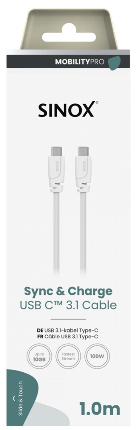 MOBILITY PRO - Aansluitkabel USB-C - USB-C (v3.1) 1 mtr. (wit)