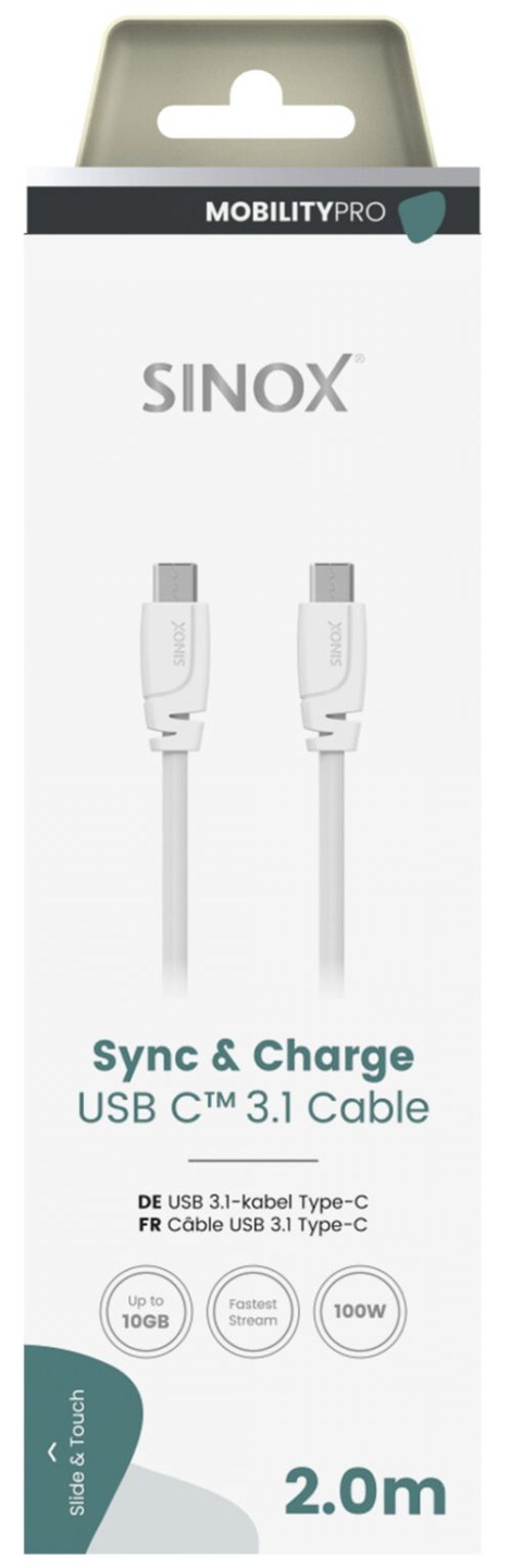 MOBILITY PRO - Aansluitkabel USB-C - USB-C (v3.1) 2 mtr. (wit)