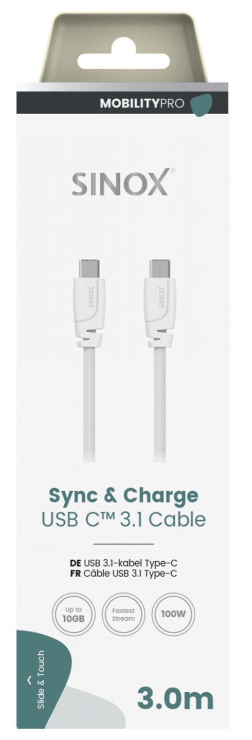 MOBILITY PRO - Aansluitkabel USB-C - USB-C (v3.1) 3 mtr. (wit)