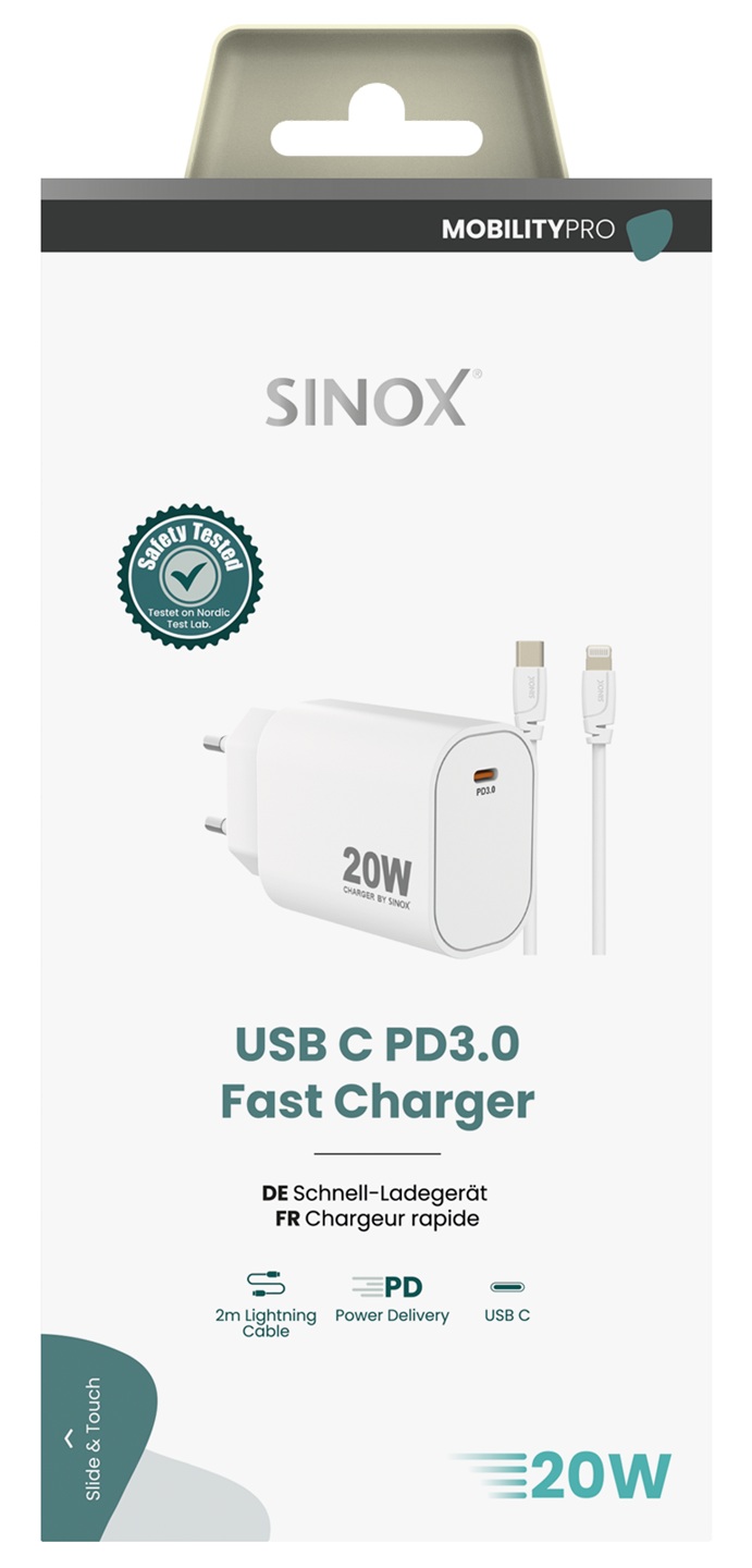 MOBILITY POWER - Lichtnetadapter USB-C > Lightning PD 20W w/C-C, White