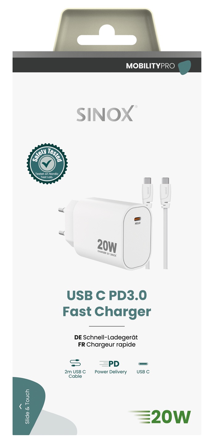 MOBILITY POWER - Lichtnetadapter USB-C PD 20W w/C-C, White